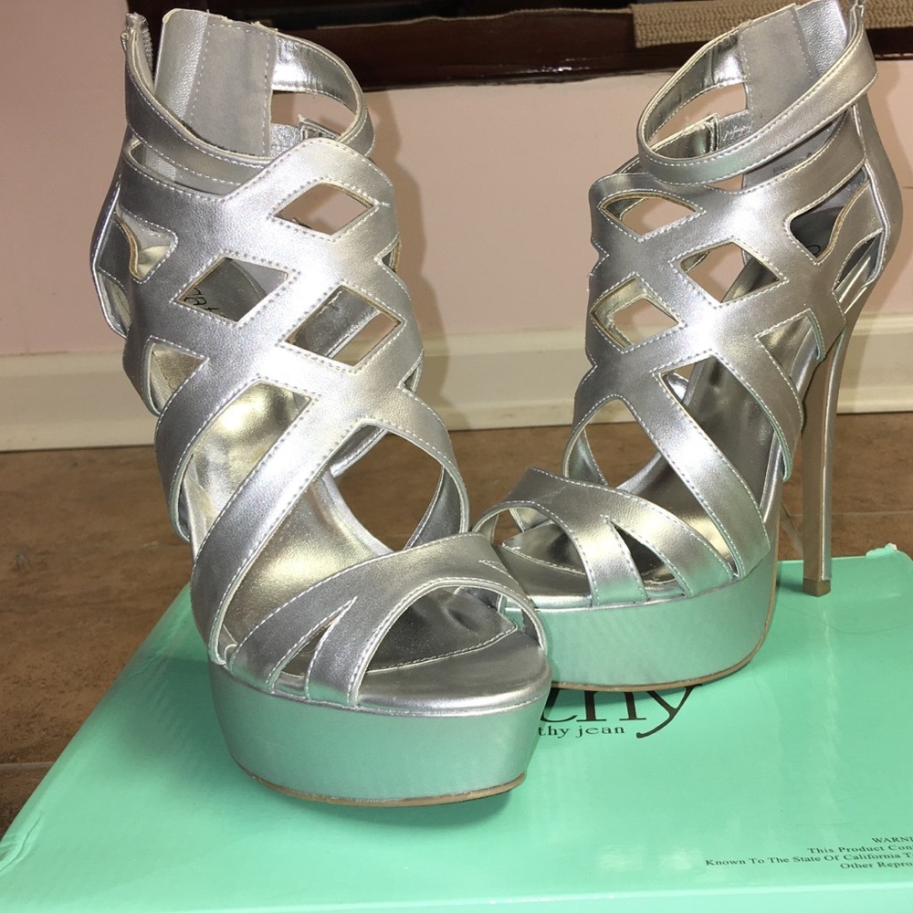 Silver Strap Heels